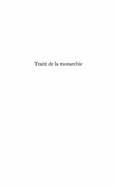 Produktbild: Traite De La Monarchie