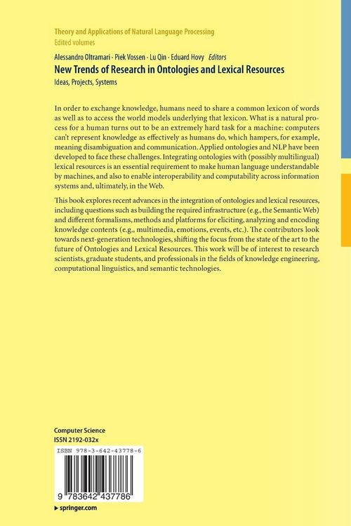 Produktbild: New Trends of Research in Ontologies and Lexical Resources