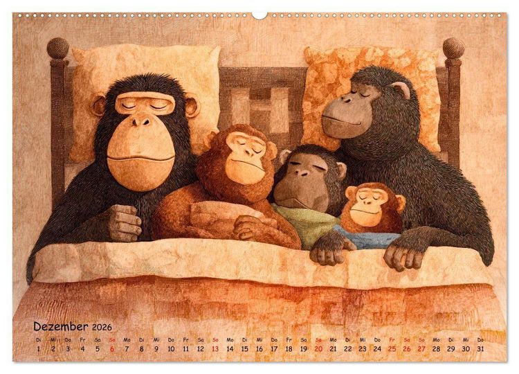 Produktbild: Verr&uuml;ckte Affenwelt (hochwertiger Premium Wandkalender 2026 DIN A2 quer), Kunstdruck in Hochglanz