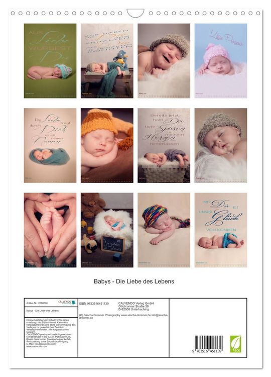 Produktbild: Babys - Die Liebe des Lebens (Wandkalender 2026 DIN A3 hoch), CALVENDO Monatskalender