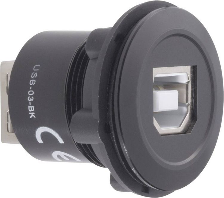 Produktbild: TRU COMPONENTS USB-03-BK USB-Einbaubuchse 2.0 Buchse, Einbau USB-Buchse Typ B auf USB-Buchse Typ A Inhalt: 1 St.