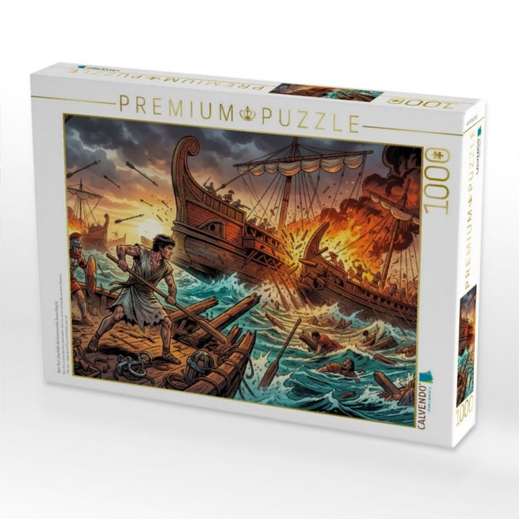 Produktbild: CALVENDO Puzzle Ben Hur &uuml;berlebt die brennende Seeschlacht | 1000 Teile Lege-Gr&ouml;&szlig;e 64x48cm Foto-Puzzle f&uuml;r gl&uuml;ckliche Stunden