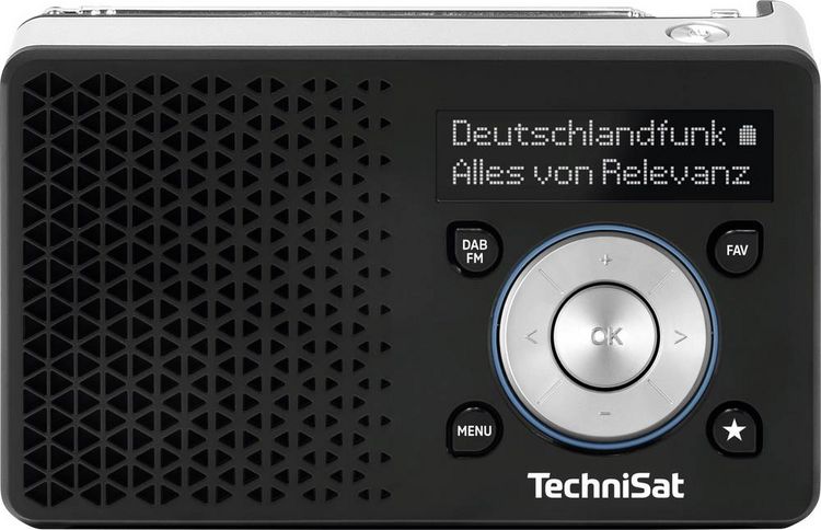 Produktbild: TechniSat DIGITRADIO 1 A Akku-Radio DAB+, UKW, ASA-Warnfunktion wiederaufladbar Schwarz, Silber