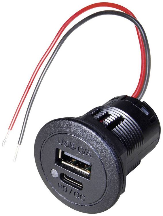 Produktbild: ProCar Power USB-C/A Doppelsteckdose PD/QC 12 V, 24V