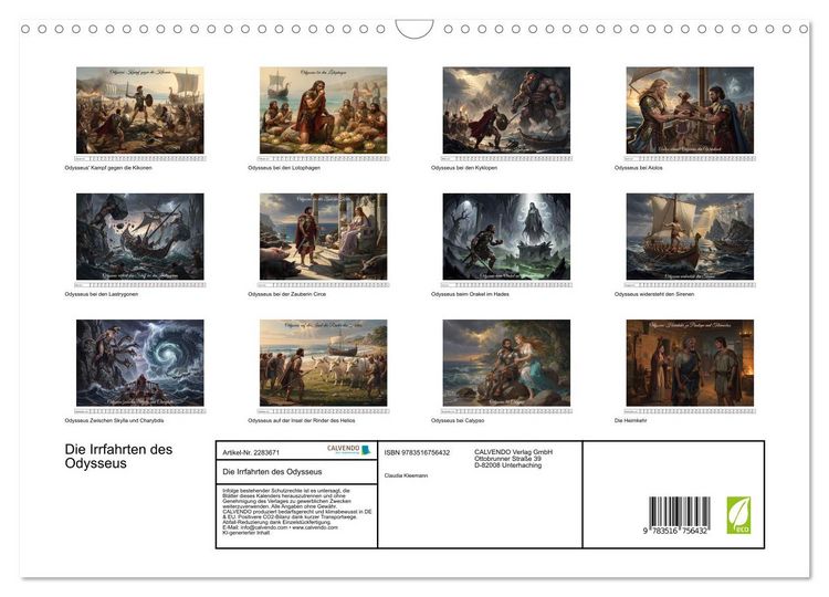 Produktbild: Die Irrfahrten des Odysseus (Wandkalender 2027 DIN A3 quer), CALVENDO Monatskalender