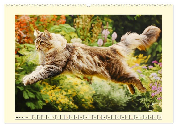Produktbild: Main-Coon-Katzen. Die imposanten Waldkatzen im Garten (Wandkalender 2026 DIN A2 quer), CALVENDO Monatskalender