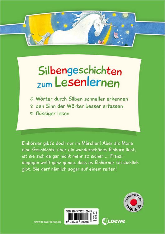 Produktbild: Silbengeschichten zum Lesenlernen - Einhorngeschichten