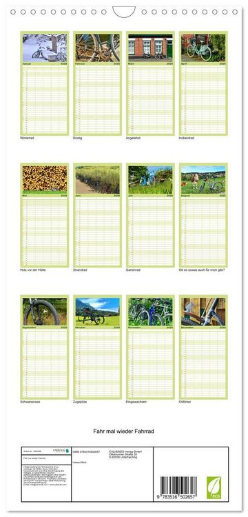 Produktbild: Familienplaner 2026 - Fahr mal wieder Fahrrad mit 5 Spalten (Wandkalender, 21 x 45 cm) CALVENDO
