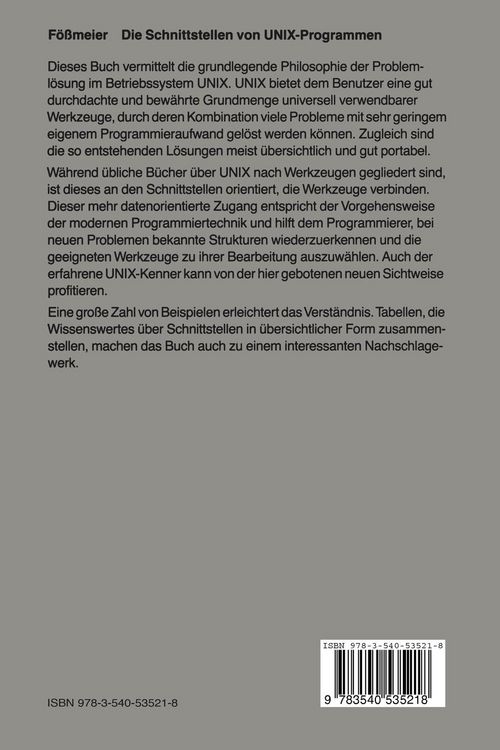 Produktbild: Die Schnittstellen von UNIX-Programmen