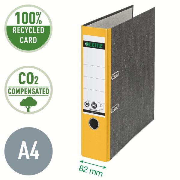 Produktbild: Leitz Ordner 1080 DIN A4 R&uuml;ckenbreite: 80mm Gelb Wolkenmarmor 2 B&uuml;gel 10805015