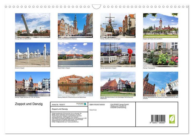 Produktbild: Zoppot und Danzig (Wandkalender 2026 DIN A3 quer), CALVENDO Monatskalender