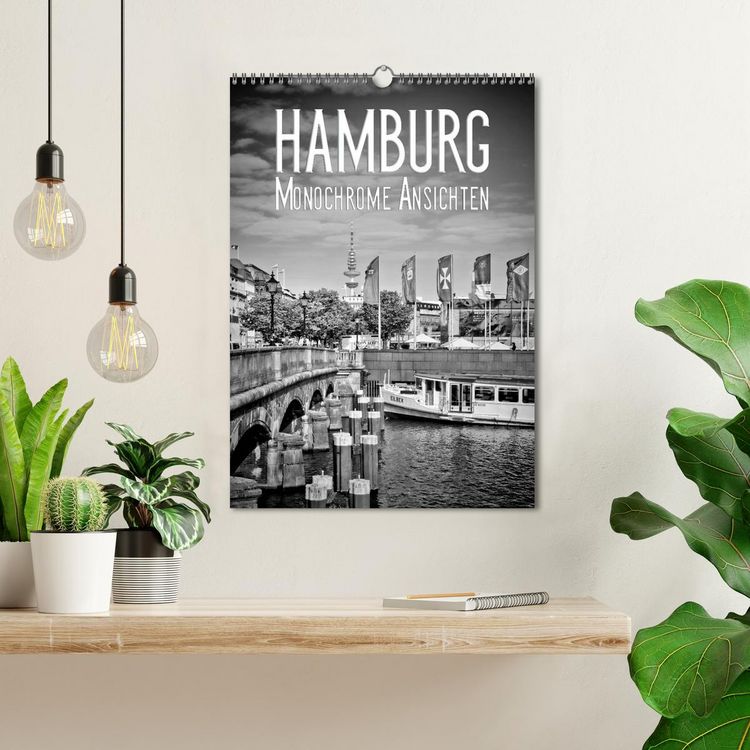 Produktbild: HAMBURG Monochrome Ansichten (Wandkalender 2026 DIN A3 hoch), CALVENDO Monatskalender