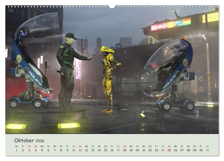 Produktbild: Science Fiction Cyberpunk (hochwertiger Premium Wandkalender 2026 DIN A2 quer), Kunstdruck in Hochglanz
