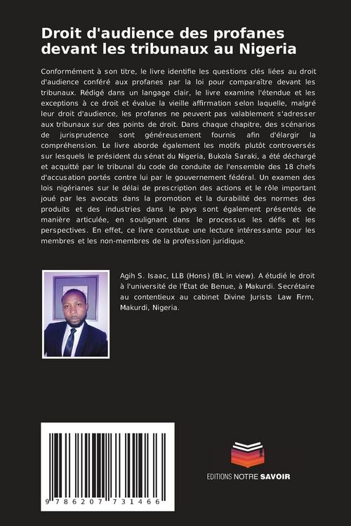Produktbild: Droit d'audience des profanes devant les tribunaux au Nigeria