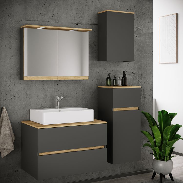 Produktbild: 5 tlg. Badm&ouml;bel-Set mit Waschbecken Cosila-A 80 cm
