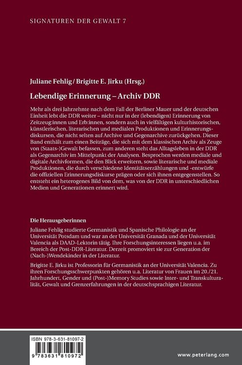 Produktbild: Lebendige Erinnerung &ndash; Archiv DDR