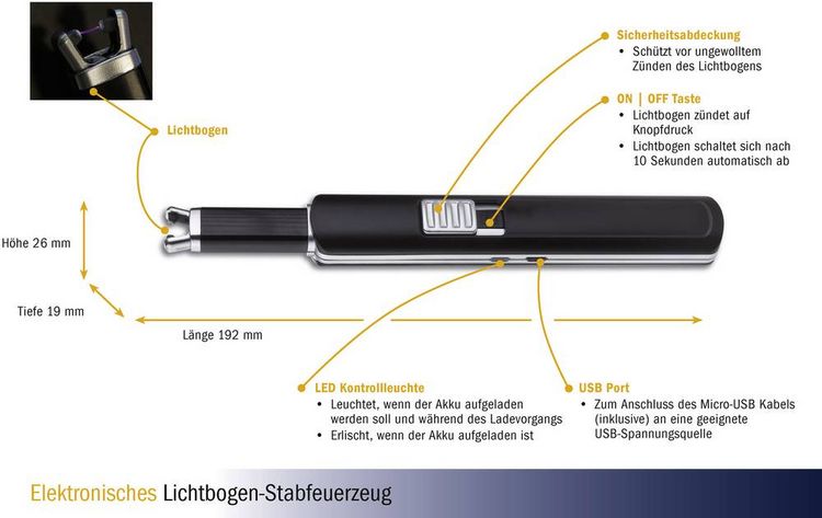 Produktbild: TFA Dostmann 98.1119.01 98.1119.01 Feuerzeug Strom