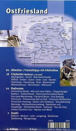 Produktbild: Ostfriesland >regio< (ganze Region ostfriesische Halbinsel), KVplan, Radkarte/Freizeitkarte, 1:100.000 / 1:25.000