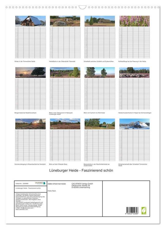 Produktbild: L&uuml;neburger Heide - Faszinierend sch&ouml;n (Wandkalender 2026 DIN A2 hoch), CALVENDO Monatskalender