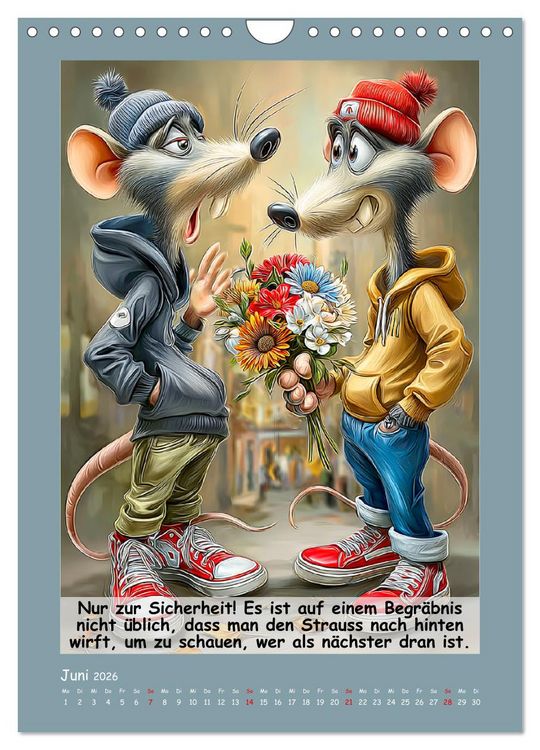 Produktbild: Rattige Jungs. Trockener, b&ouml;ser Stadtratten-Humor (Wandkalender 2026 DIN A4 hoch), CALVENDO Monatskalender