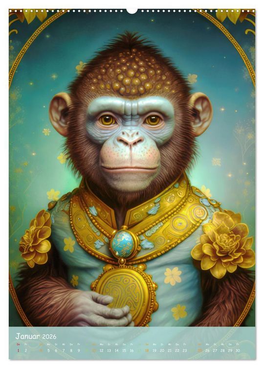 Produktbild: Tiere im Tarot Stil (Wandkalender 2026 DIN A2 hoch), CALVENDO Monatskalender