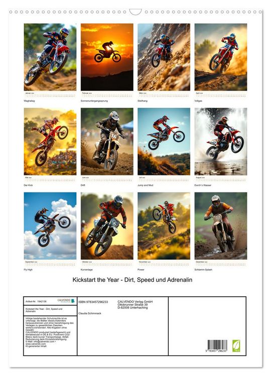 Produktbild: Kickstart the Year - Dirt, Speed und Adrenalin (Wandkalender 2026 DIN A2 hoch), CALVENDO Monatskalender