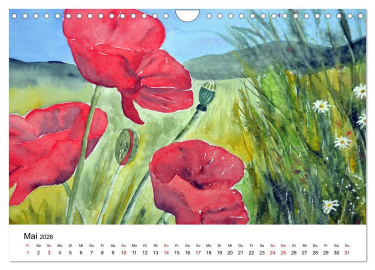 Produktbild: Blumen-Aquarelle (Wandkalender 2026 DIN A4 quer), CALVENDO Monatskalender