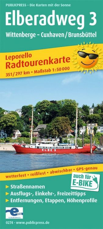 Produktbild: Publicpress Leporello Radtourenkarte Elberadweg 3, Wittenberge, Cuxhaven 1:50.000