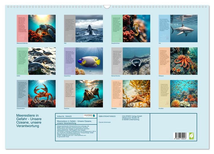 Produktbild: Meerestiere in Gefahr - Unsere Ozeane, unsere Verantwortung (Wandkalender 2026 DIN A2 quer), CALVENDO Monatskalender