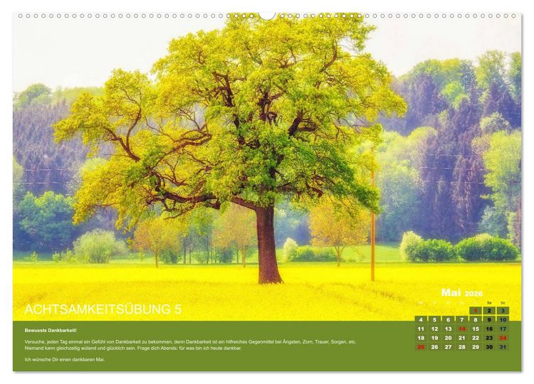 Produktbild: Achtsamkeit, 12 &Uuml;bungen zu mehr Achtsamkeit. (Wandkalender 2026 DIN A2 quer), CALVENDO Monatskalender
