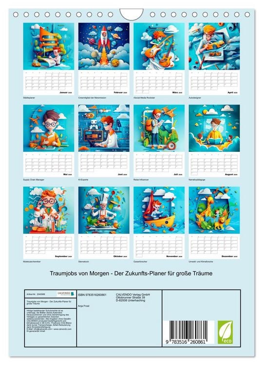 Produktbild: Traumjobs von Morgen - Der Zukunfts-Planer f&uuml;r gro&szlig;e Tr&auml;ume (Wandkalender 2026 DIN A4 hoch), CALVENDO Monatskalender