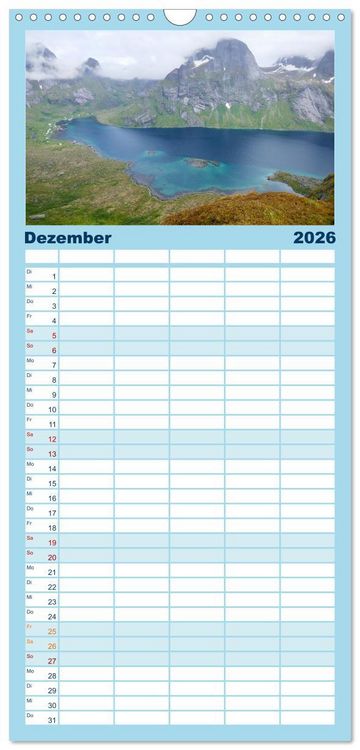 Produktbild: Familienplaner 2026 - Norwegen - Unterwegs auf den Lofoten mit 5 Spalten (Wandkalender, 21 x 45 cm) CALVENDO