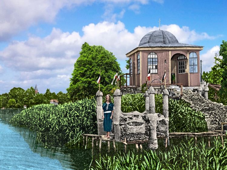 Produktbild: CALVENDO Puzzle Arendsee (Altmark) - Gustaf Nagel am Tempel des Seeufers um 1905 | 1000 Teile Lege-Gr&ouml;&szlig;e 64x48cm Foto-Puzzle f&uuml;r gl&uuml;ckliche Stunden