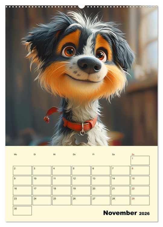Produktbild: Entz&uuml;ckende Hunde. Liebliche Cartoons zum Schmunzeln (hochwertiger Premium Wandkalender 2026 DIN A2 hoch), Kunstdruck in Hochglanz