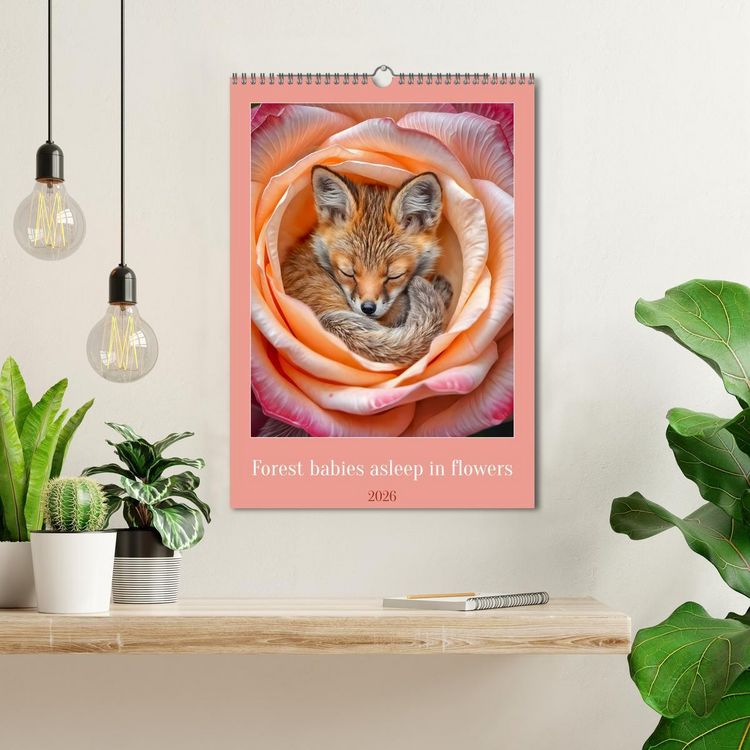 Produktbild: Forest babies asleep in flowers (Wall Calendar 2026 DIN A3 portrait), CALVENDO 12 Month Wall Calendar