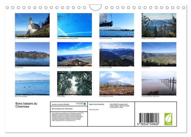Produktbild: Bons baisers du Chiemsee (Calendrier mural 2026 DIN A4 vertical), CALVENDO calendrier mensuel