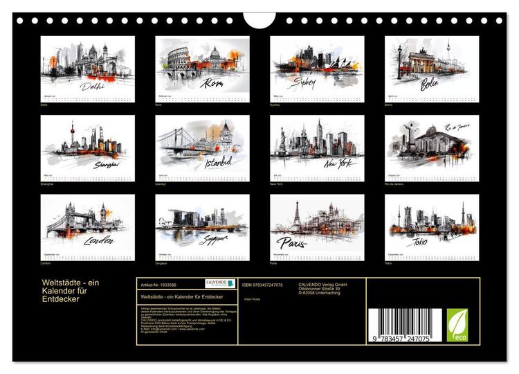 Produktbild: Weltst&auml;dte - ein Kalender f&uuml;r Entdecker (Wandkalender 2026 DIN A4 quer), CALVENDO Monatskalender