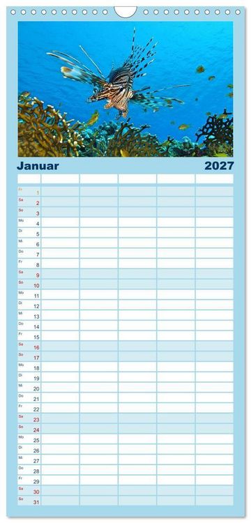 Produktbild: Familienplaner 2027 - Abenteuer Riff - bunte Unterwasserwelt mit 5 Spalten (Wandkalender, 21 x 45 cm) CALVENDO