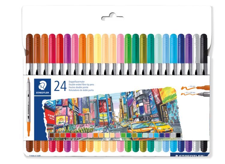 Produktbild: STAEDTLER  3200 Doppelfasermaler, 24er Set, 3200 C24P