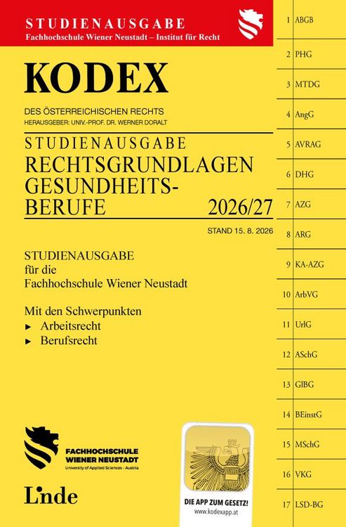 Produktbild: KODEX Studienausgabe Rechtsgrundlagen f&uuml;r Gesundheitsberufe 2026/27