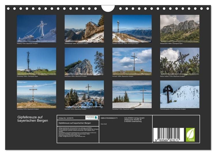 Produktbild: Gipfelkreuze auf bayerischen Bergen (Wandkalender 2027 DIN A4 quer), CALVENDO Monatskalender