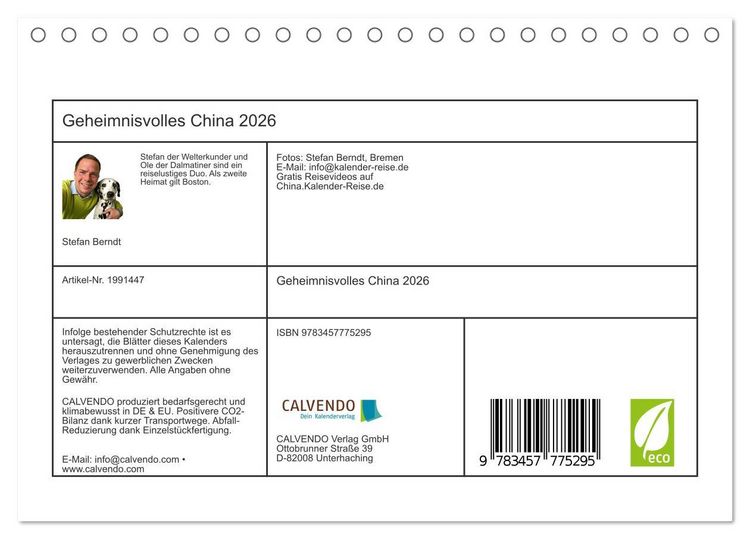 Produktbild: Geheimnisvolles China 2026 (Tischkalender 2026 DIN A5 quer), CALVENDO Monatskalender