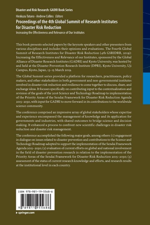 Produktbild: Proceedings of the 4th Global Summit of Research Institutes for Disaster Risk Reduction