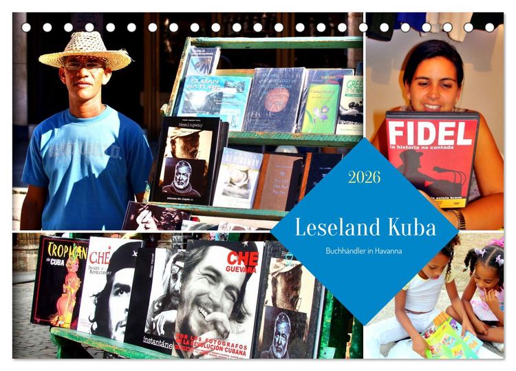 Produktbild: Leseland Kuba - Buchh&auml;ndler in Havanna (Tischkalender 2026 DIN A5 quer), CALVENDO Monatskalender