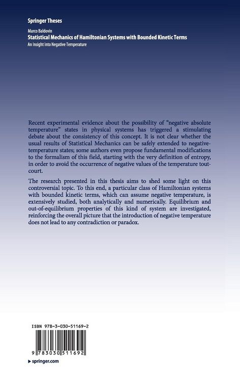 Produktbild: Statistical Mechanics of Hamiltonian Systems with Bounded Kinetic Terms