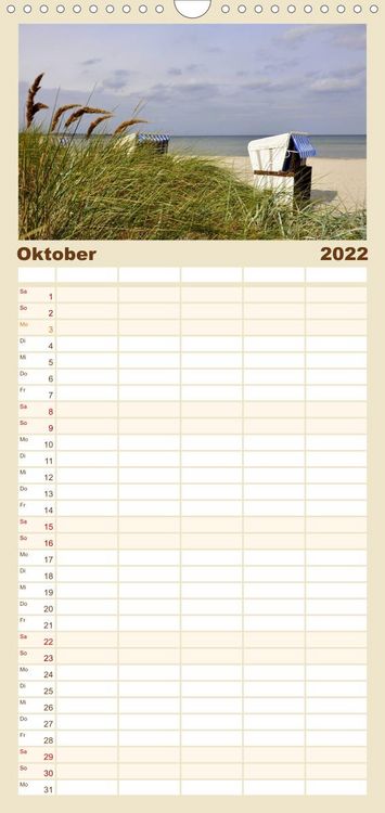 Produktbild: Familienplaner Strandkorb-Impressionen (Wandkalender 2022 , 21 cm x 45 cm, hoch)