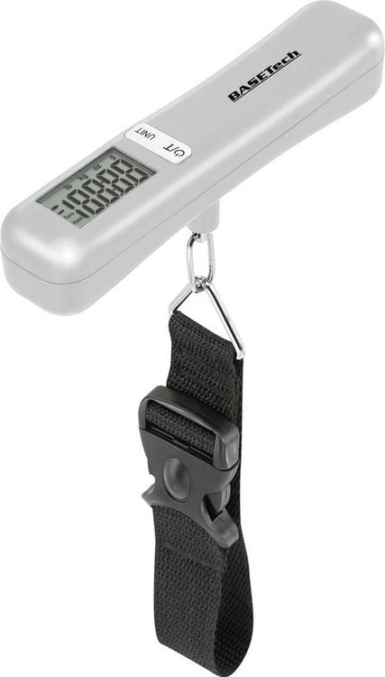 Produktbild: Basetech LS-40S Kofferwaage LS-40S W&auml;gebereich (max.) 40 kg Ablesbarkeit 10 g batteriebetrieben Silber