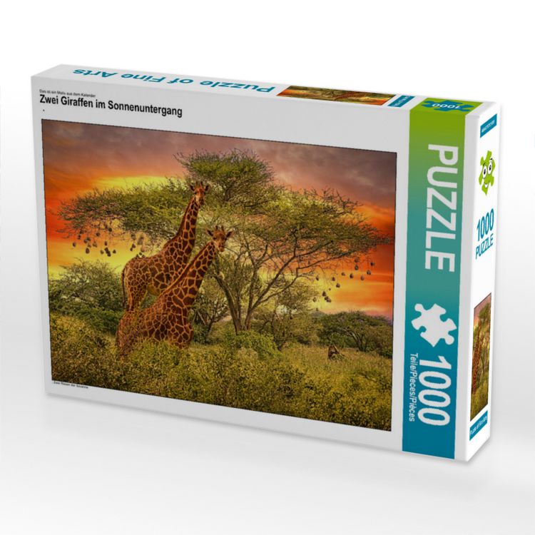 Produktbild: CALVENDO Puzzle Zwei Giraffen im Sonnenuntergang | 1000 Teile Lege-Gr&ouml;&szlig;e 64x48cm Foto-Puzzle f&uuml;r gl&uuml;ckliche Stunden