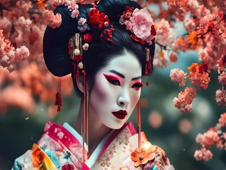 Produktbild: CALVENDO Puzzle Geisha mit buntem Gewand | 1000 Teile Lege-Gr&ouml;&szlig;e 64x48cm Foto-Puzzle f&uuml;r gl&uuml;ckliche Stunden