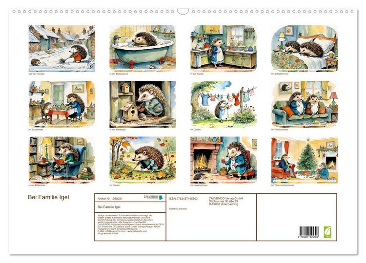 Produktbild: Bei Familie Igel (Wandkalender 2026 DIN A2 quer), CALVENDO Monatskalender